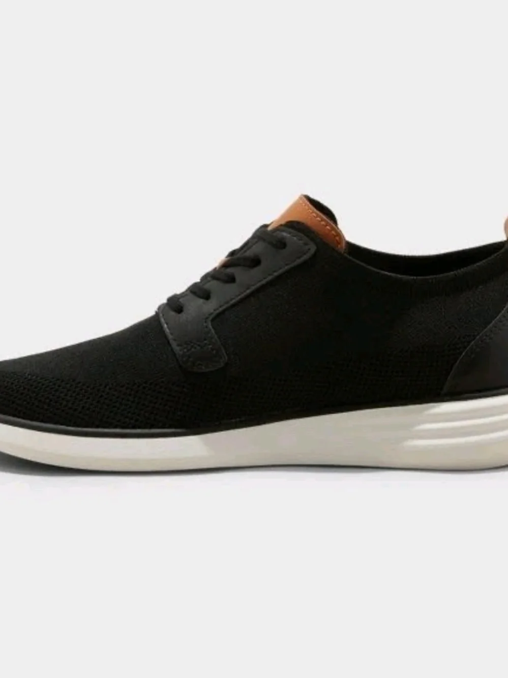 Men's Zeke Black Knit Lace-Up Sneaker with Brown Accent